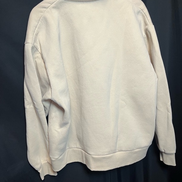Cream Mock Turtle Quarter-Zip Women's Pullover Sweatshirt - Picture 4 of 9
